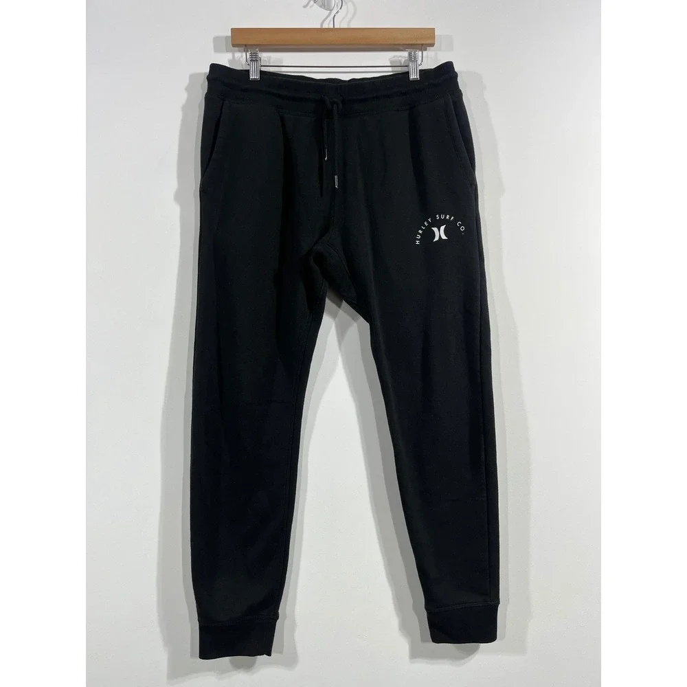 Hurley Surfer Coastal Dunes Fleece Jogger Black Sweatpants Mens Large Streetwear